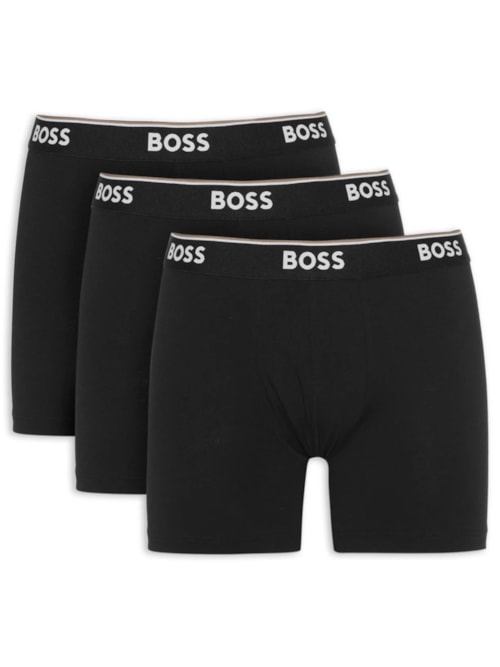 Kit De Cuecas Boxer Br Power 3 Peças - Preto