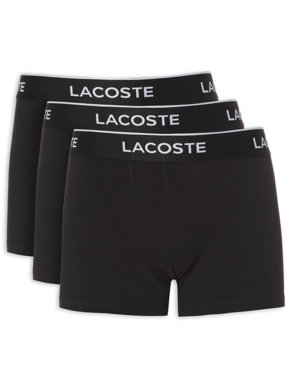Kit De Cuecas Boxer Curto 3 Unidades Preto Lacoste