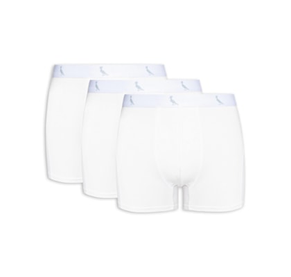 Kit De Cuecas Boxer Monocromático 3 Peças - Branco