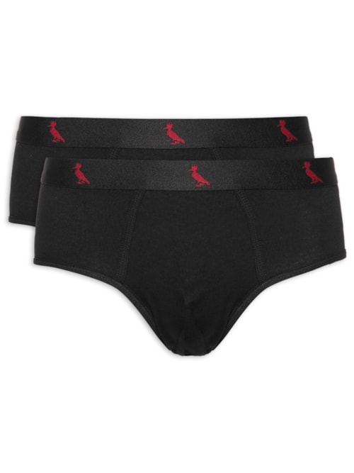 Kit De Cuecas Cont. Básica Algodão 2 Unidades - Preto