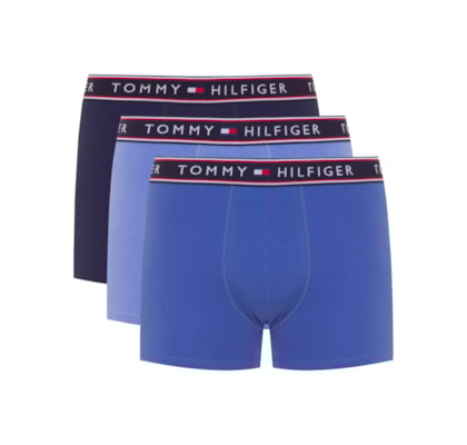  Kit de Cuecas Cotton Stretch Trunk 3 Peças - Azul   