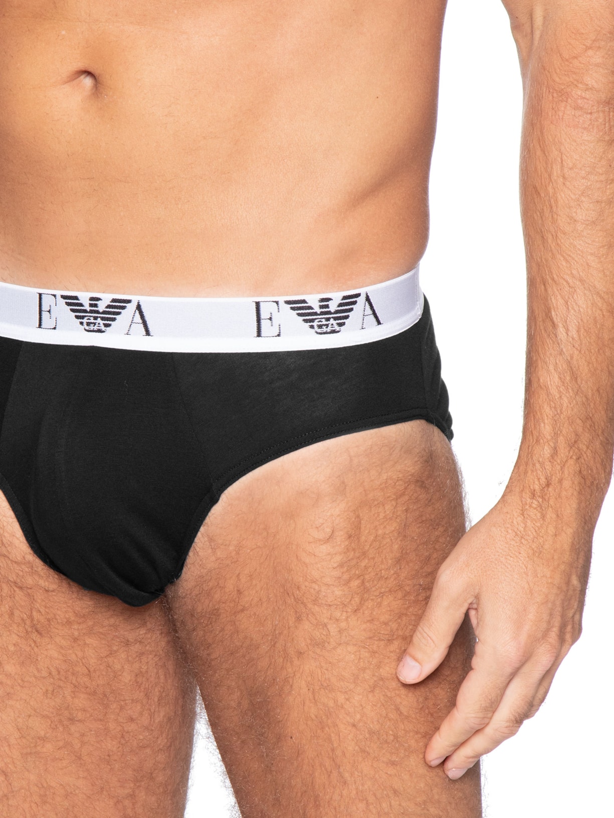 Kit De Cuecas Slip Bottom 3 Peças Cinza Emporio Armani Bodywear