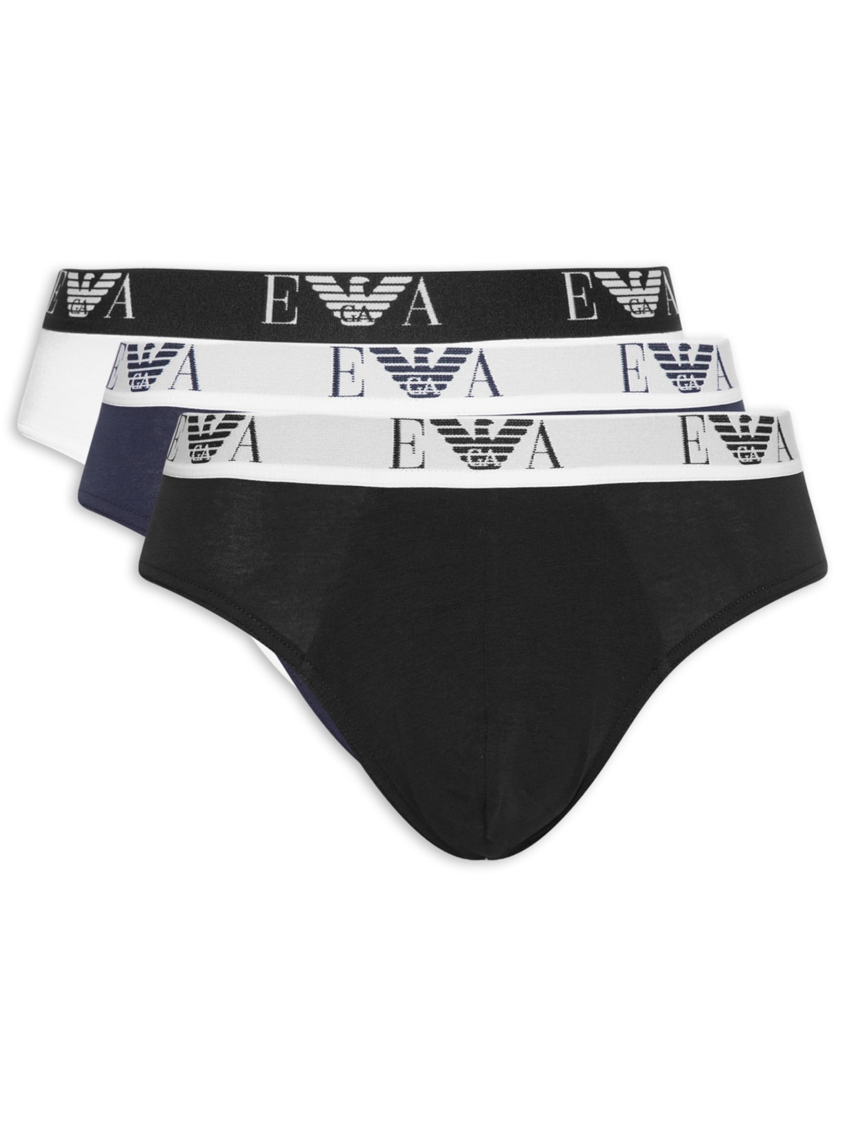 Kit De Cuecas Slip Bottom 3 Peças Cinza Emporio Armani Bodywear
