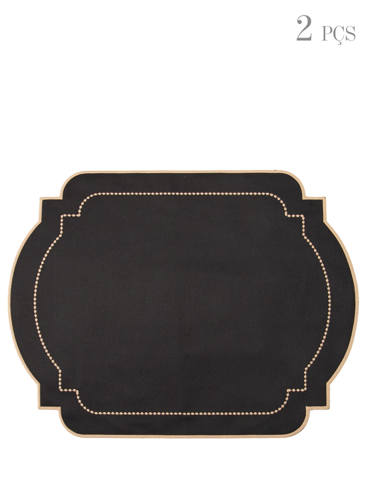 Kit de Jogo Americano com Bordado 02 Peças - Preto