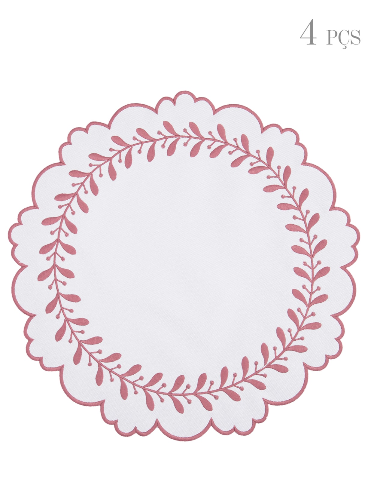 Kit De Lugar Americano Catarina Bordado Rosa Antigo 4 Peças Rosa Suva Collections