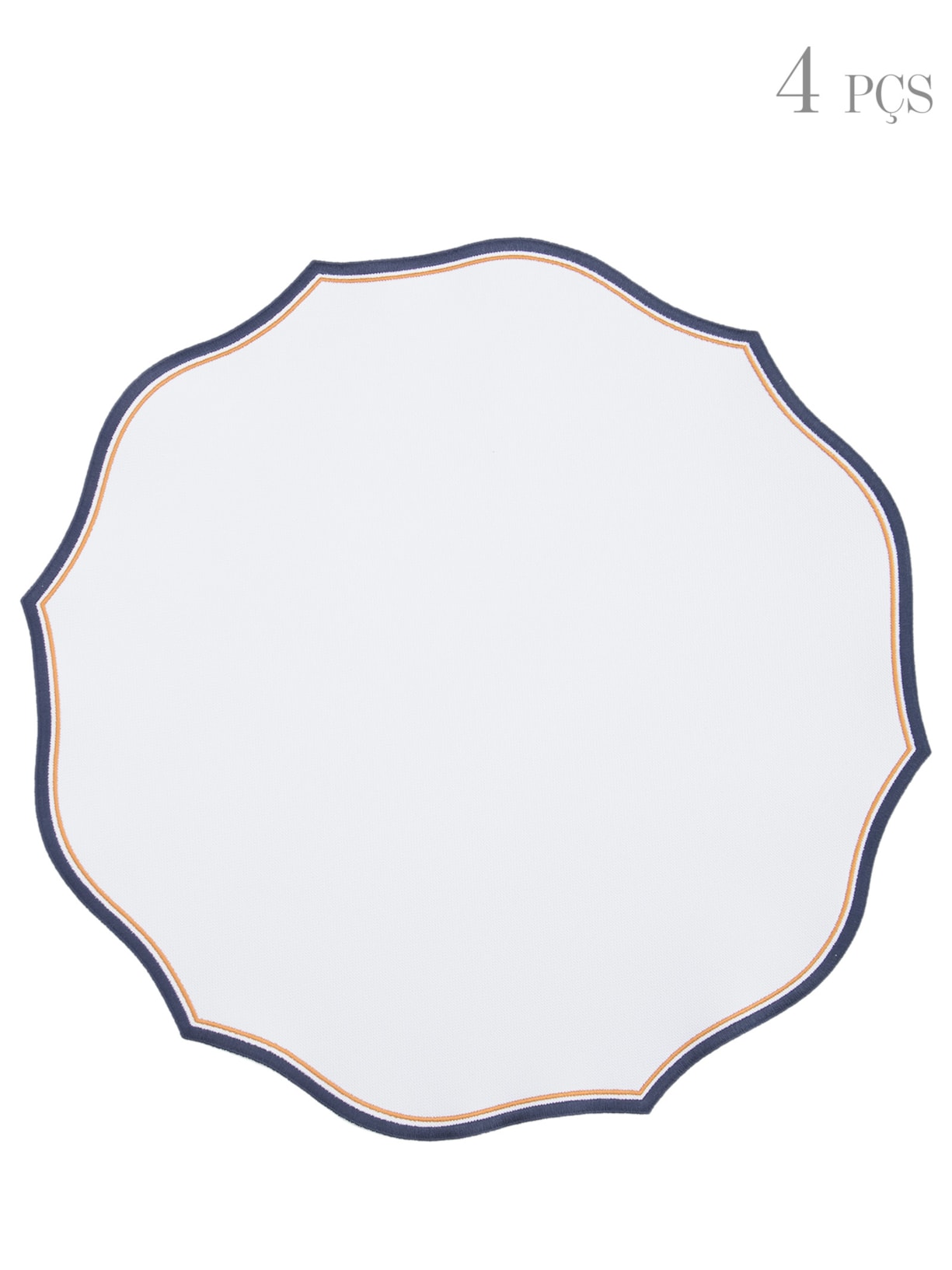 Kit De Lugar Americano Provence Com Borda Marinho E Ocre 4 Peças Azul Suva Collections