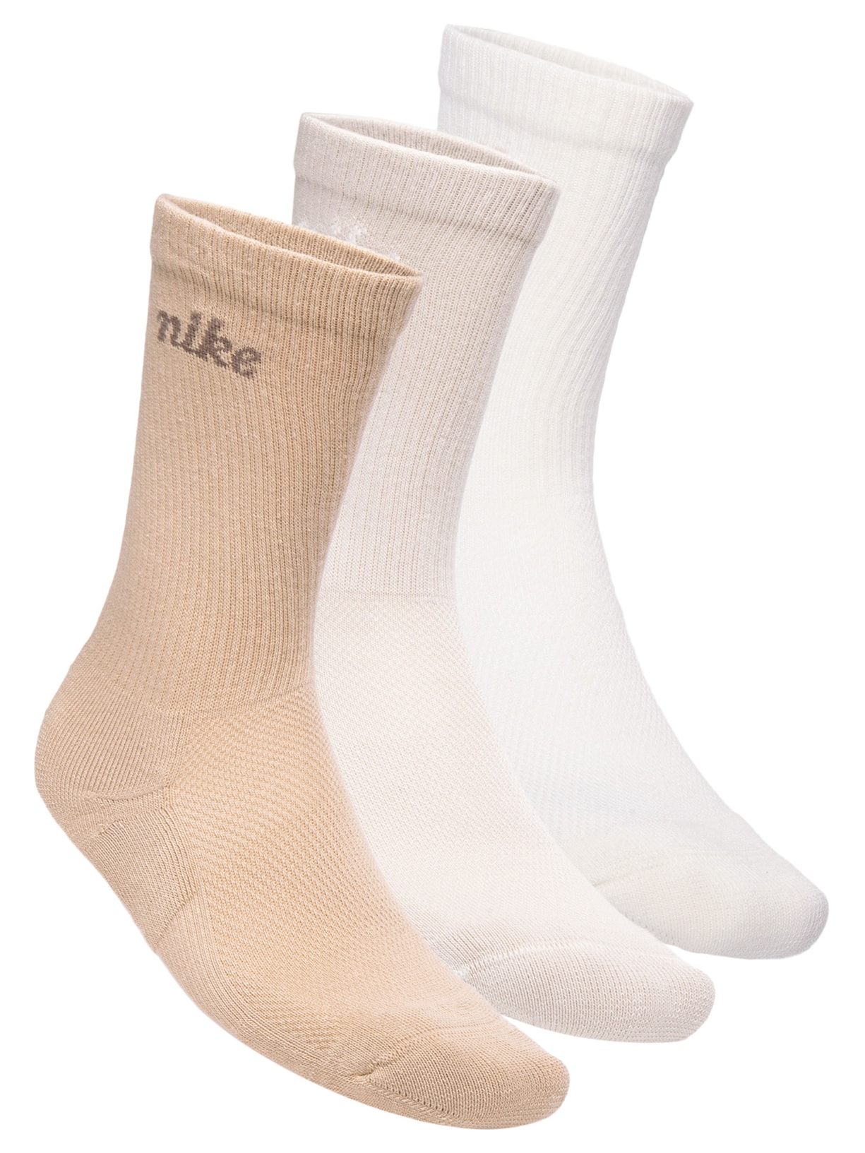 Kit De Meia Feminino 3 Pares Crew Bege Nike