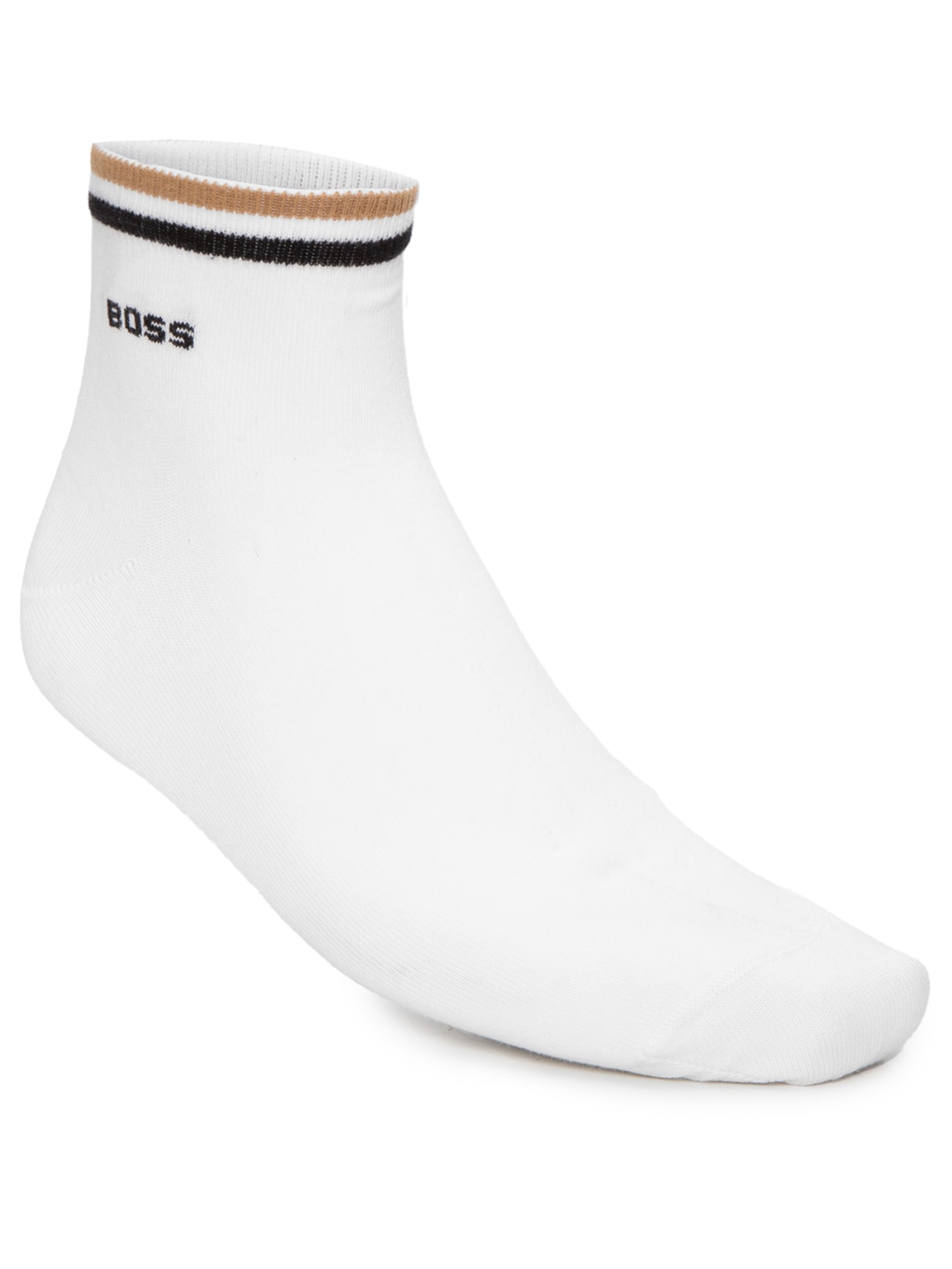 Kit De Meia Masculina 2 Pares Stripe Cano Curto Branco Boss