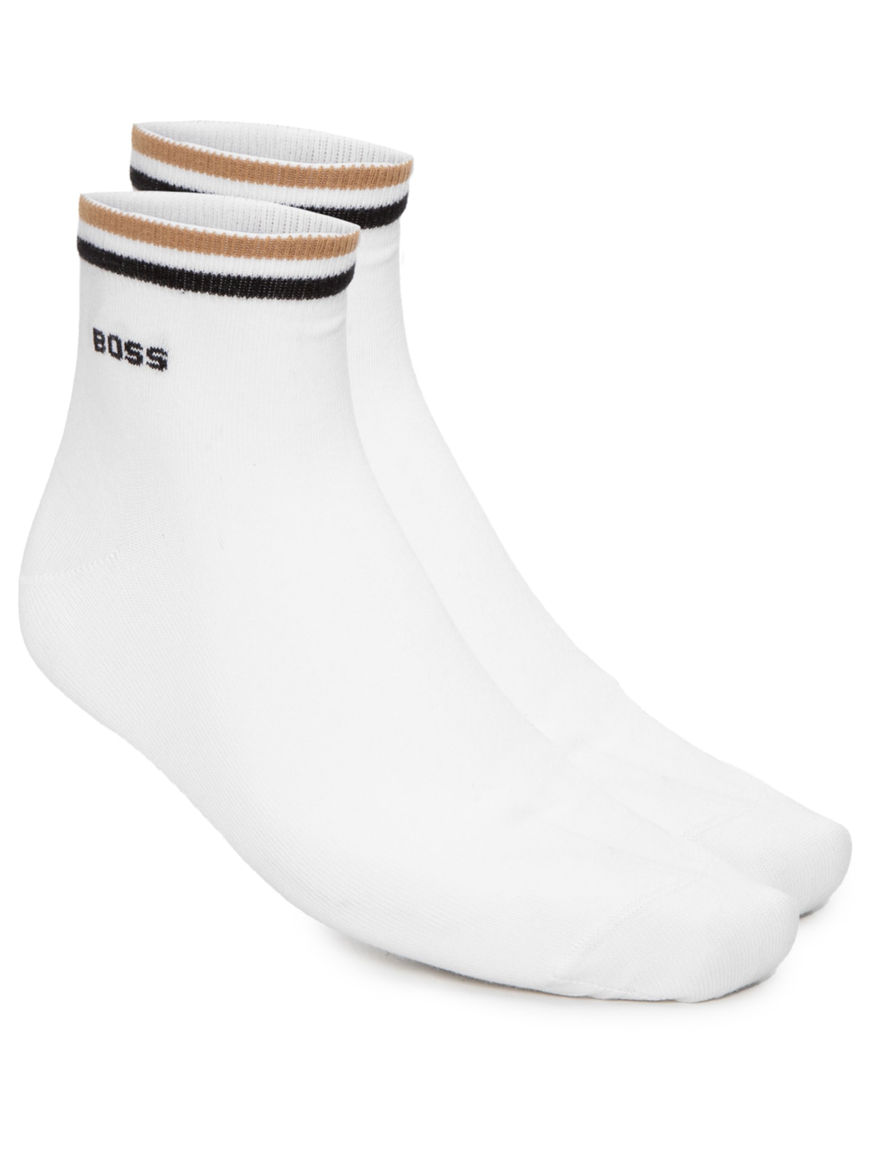 Kit De Meia Masculina 2 Pares Stripe Cano Curto Branco Boss