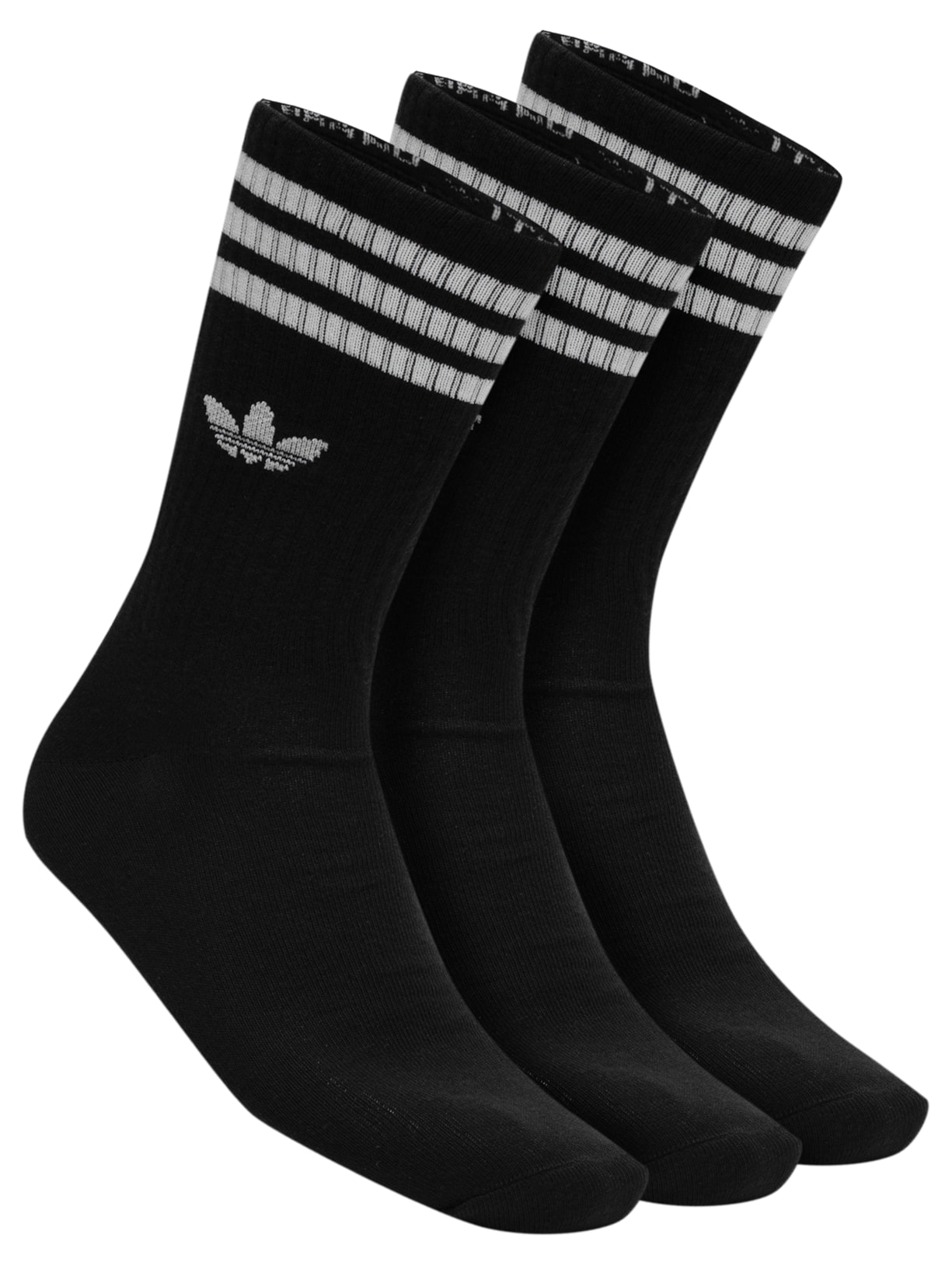 Kit de Meia Masculina 3 Stripes Cano Alto 3 Pares - Preto