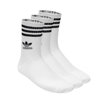 Kit De Meia Masculina 3 Stripes Cano Medio 3 Pares - Branco