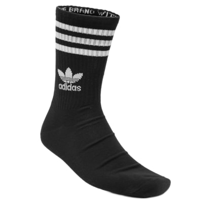 Kit De Meia Masculina 3 Stripes Cano Medio 3 pares - Preto