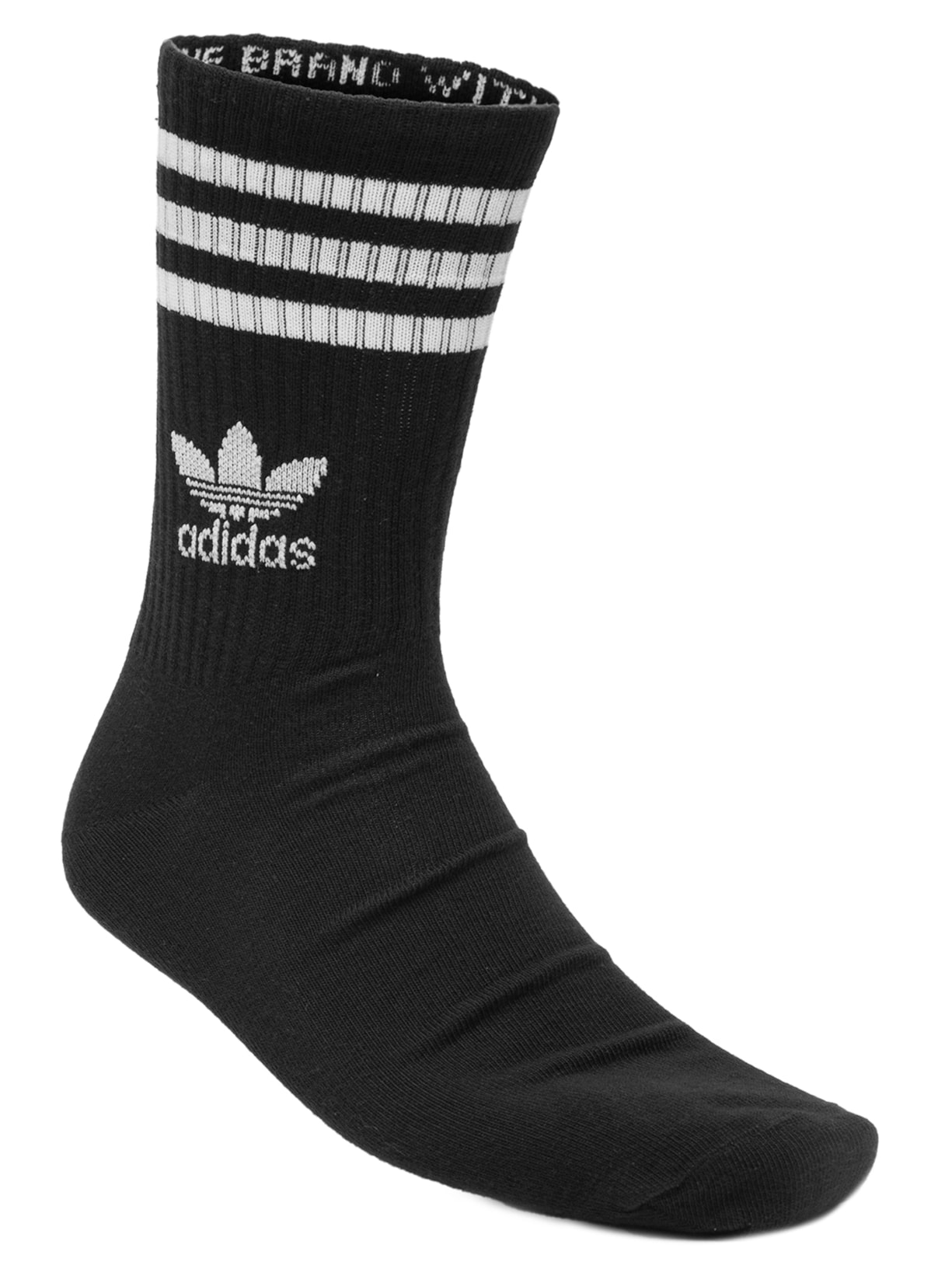 Kit De Meia Masculina 3 Stripes Cano Medio 3 pares - Preto