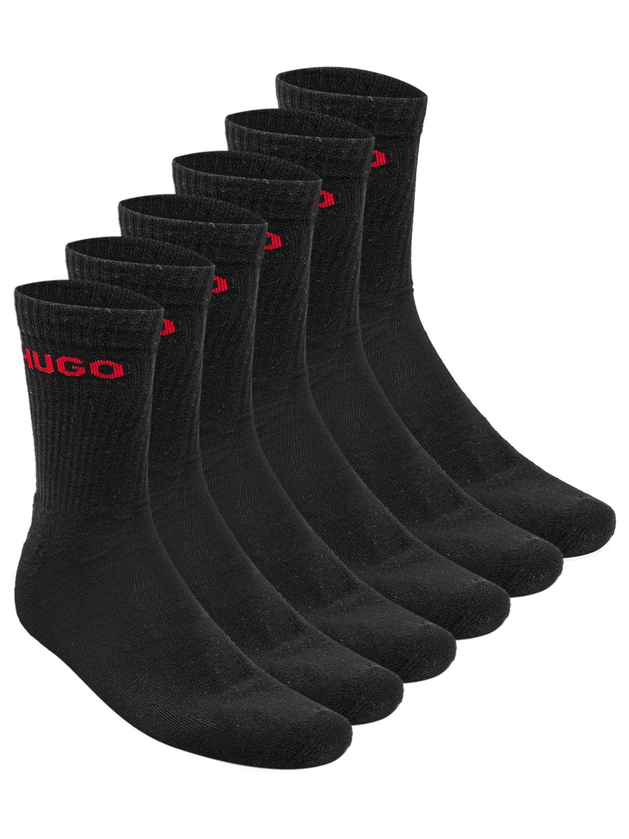 Kit De Meia Masculina 6 Pares Rib Logo - Preto