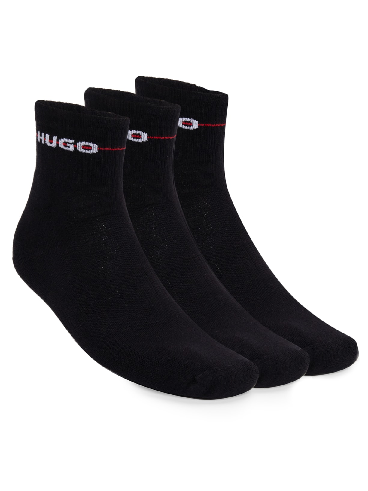 Kit De Meia Masculina Cano Médio 3 Pares Sh Rib Logo - Preto
