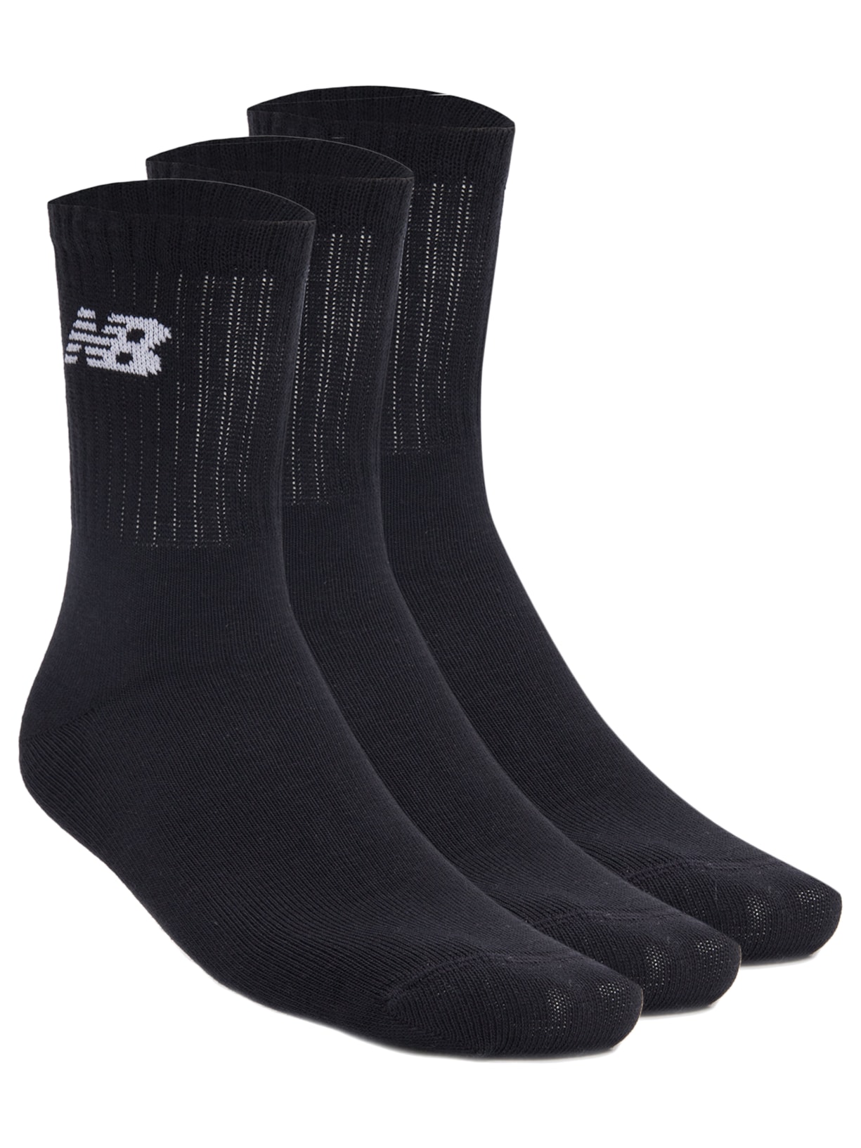 Kit De Meias Masculina De Algodão Cano Médio 3 Pares - Preto