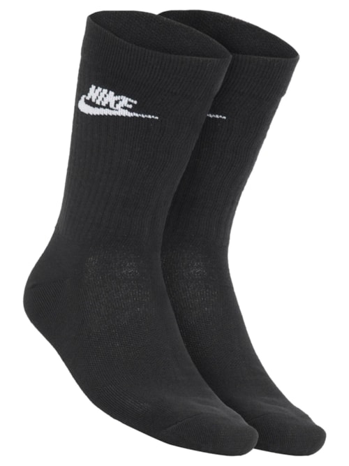 Kit De Meias Masculina New Sportwear Everyday Essential Crew 3 Pares - Preto