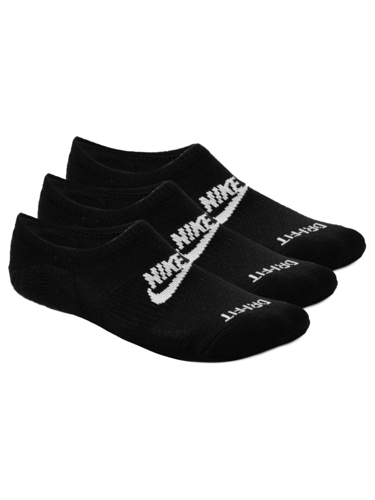 Kit De Meias Masculinas Everyday Cushioned Footie 3 Pares - Preto