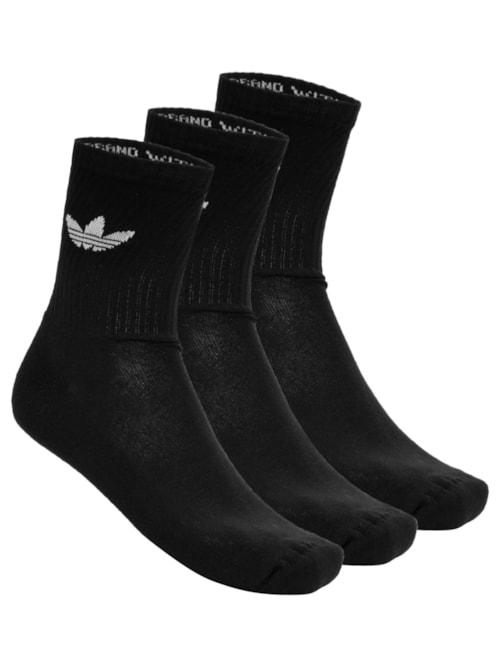 Kit De Meias Masculinas Trefoil Cushion - 3 Pares - Preto
