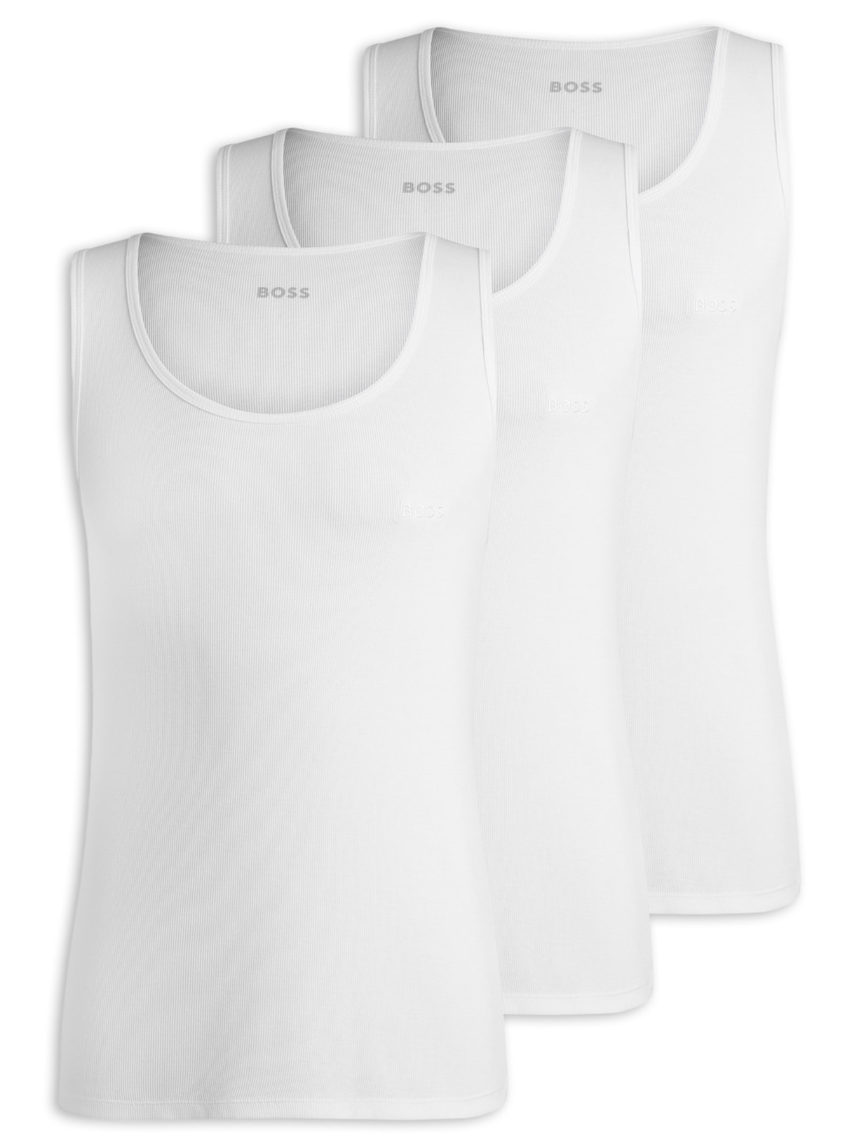 Kit De Regatas Masculinas 3 Peças Rib Classic - Branco