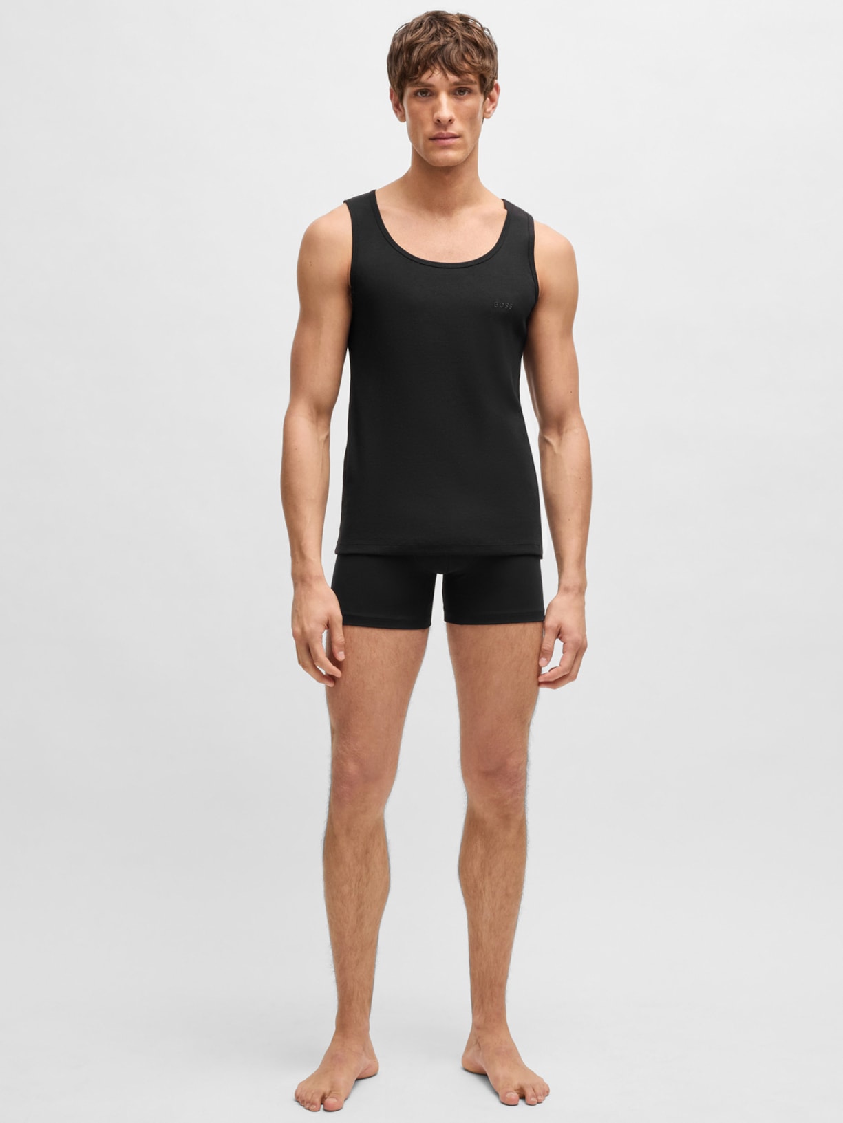 Kit De Regatas Masculinas 3 Peças Rib Classic Preto Boss