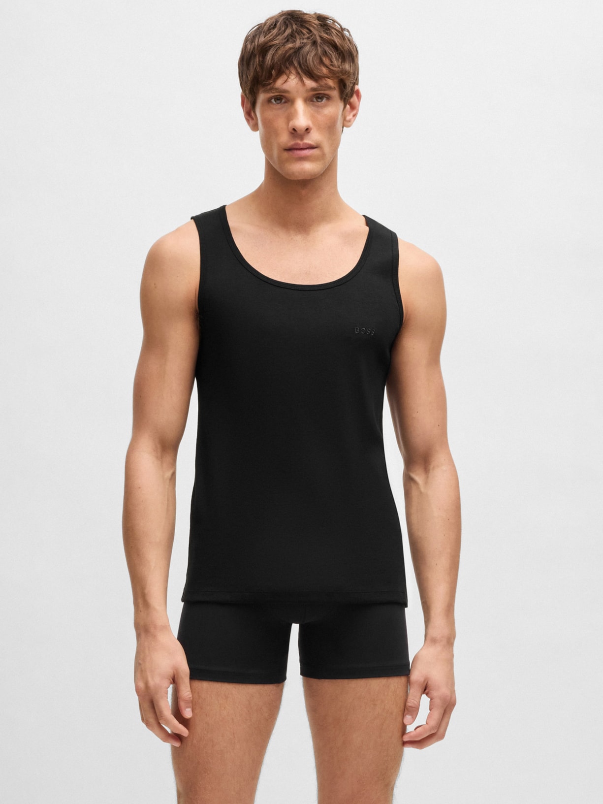 Kit De Regatas Masculinas 3 Peças Rib Classic Preto Boss