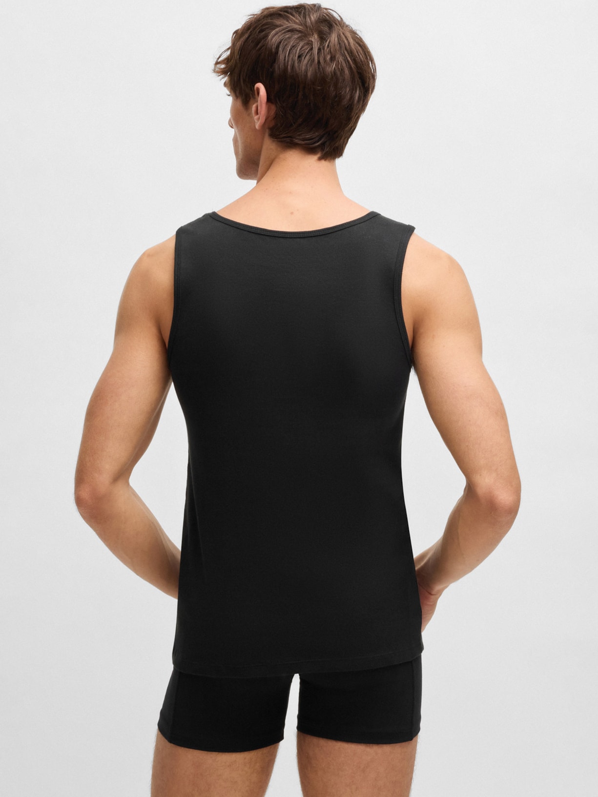 Kit De Regatas Masculinas 3 Peças Rib Classic Preto Boss