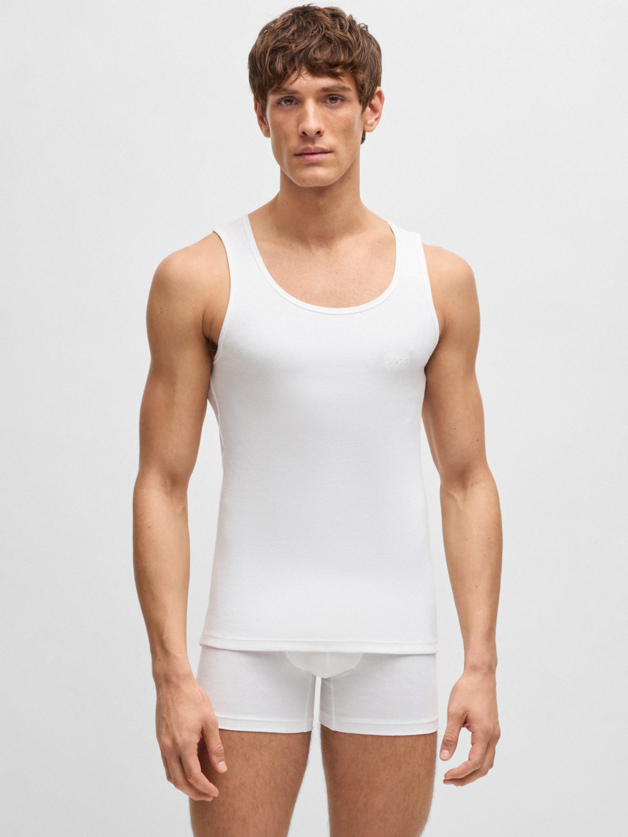 Kit De Regatas Masculinas Tanktop Ribclassic Branco Boss
