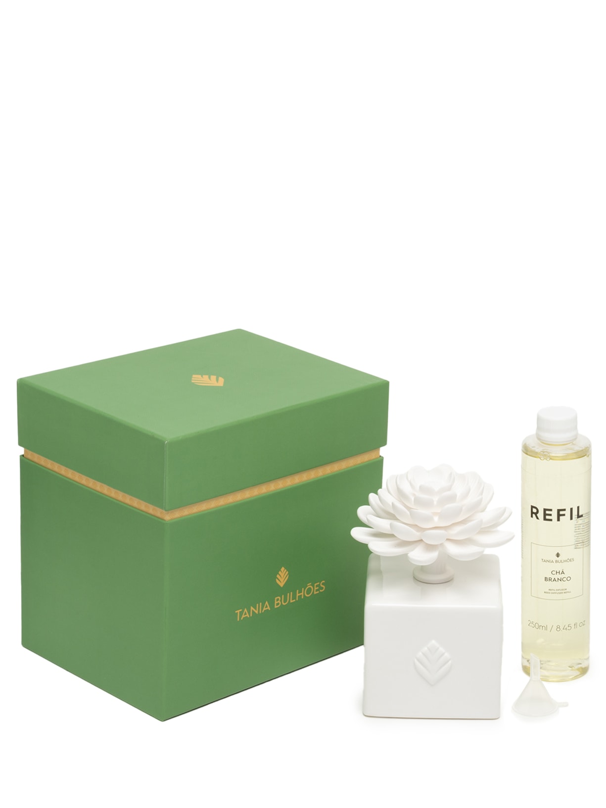 Kit Difusor de Porcelana Flor de Vitória Régia Lavanda - Branco