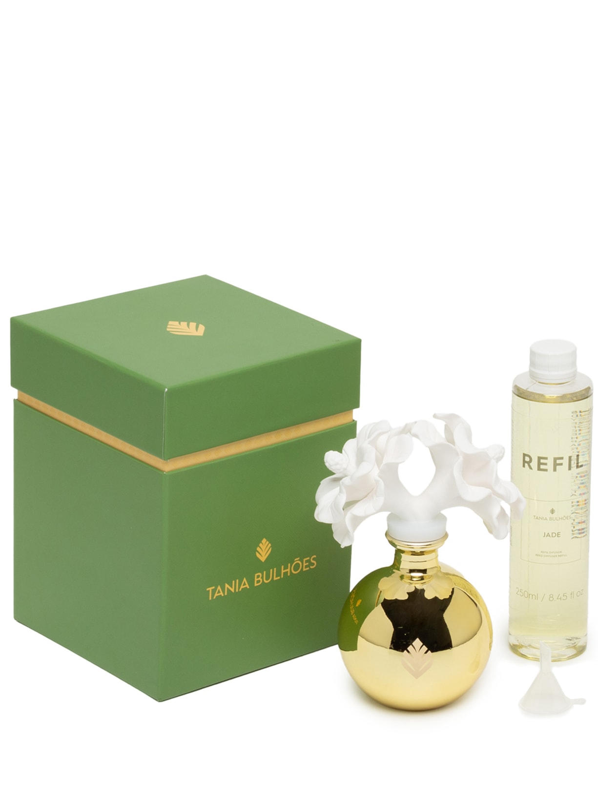 Kit Difusor de Porcelana Jade - Dourado