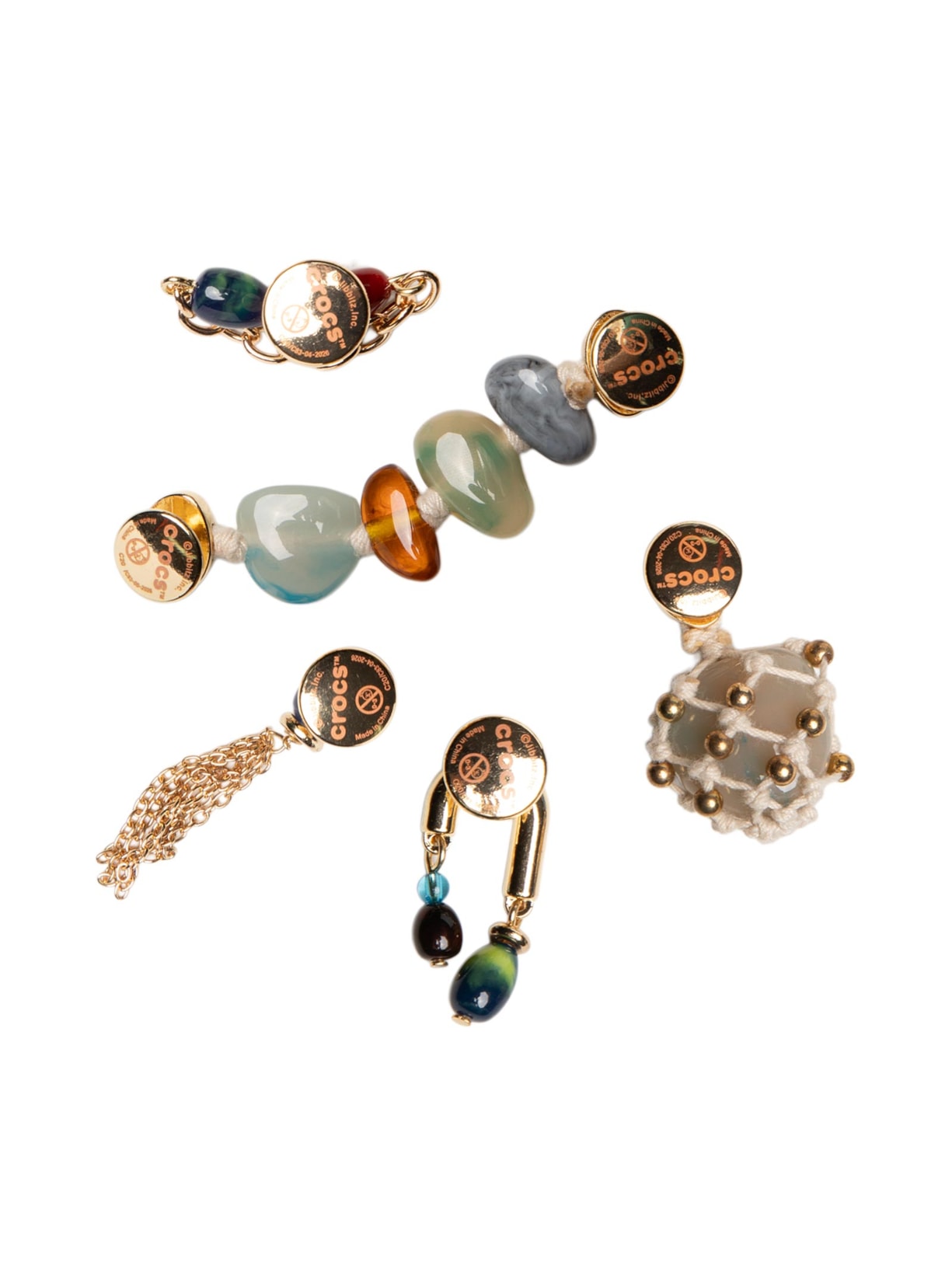 Kit Jibbitz Feminino Charms Stone And Gold 5 Pack Dourado Crocs