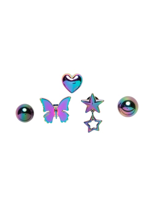 Kit Jibbitz Feminino Iridescent Meta 5 Pack – Prateado