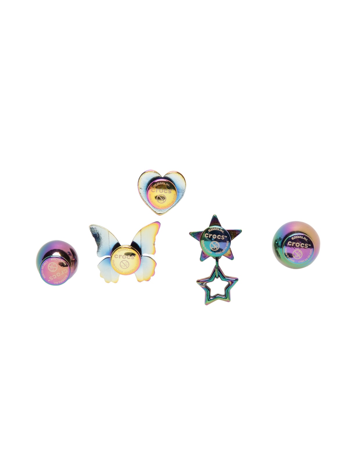 Kit Jibbitz Feminino Iridescent Meta 5 Pack Prateado Crocs