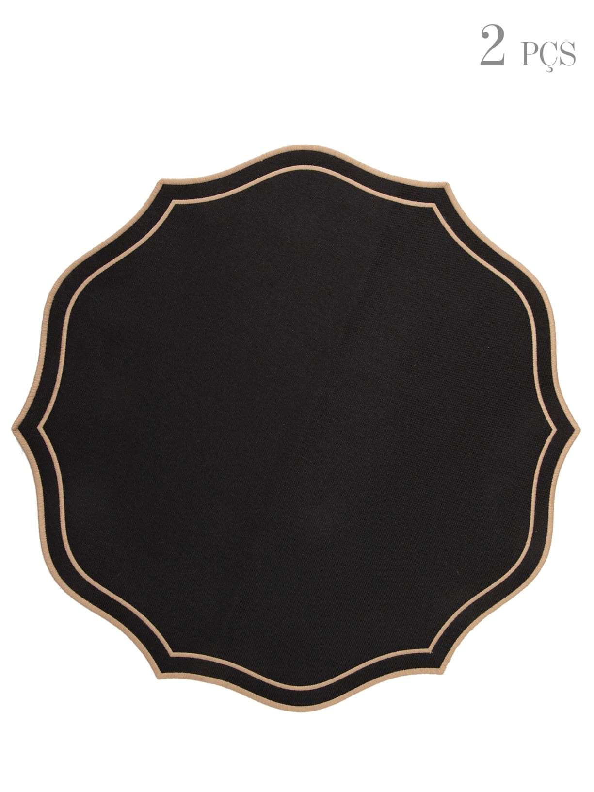 Kit Jogo Americano com Bordado 02 Peças - Preto