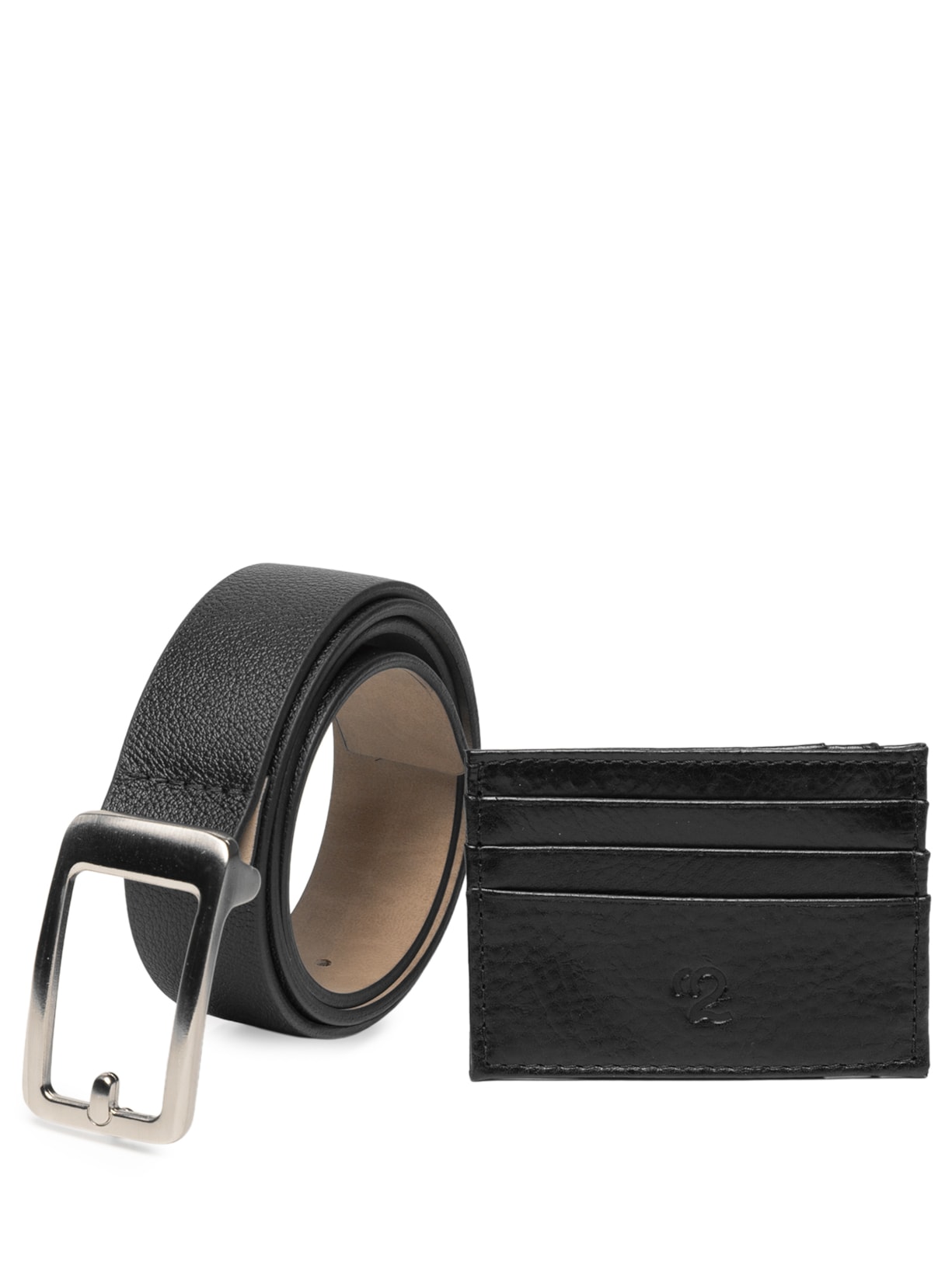 Kit Masculino De Carteira E Cinto Couro Legitimo - Preto