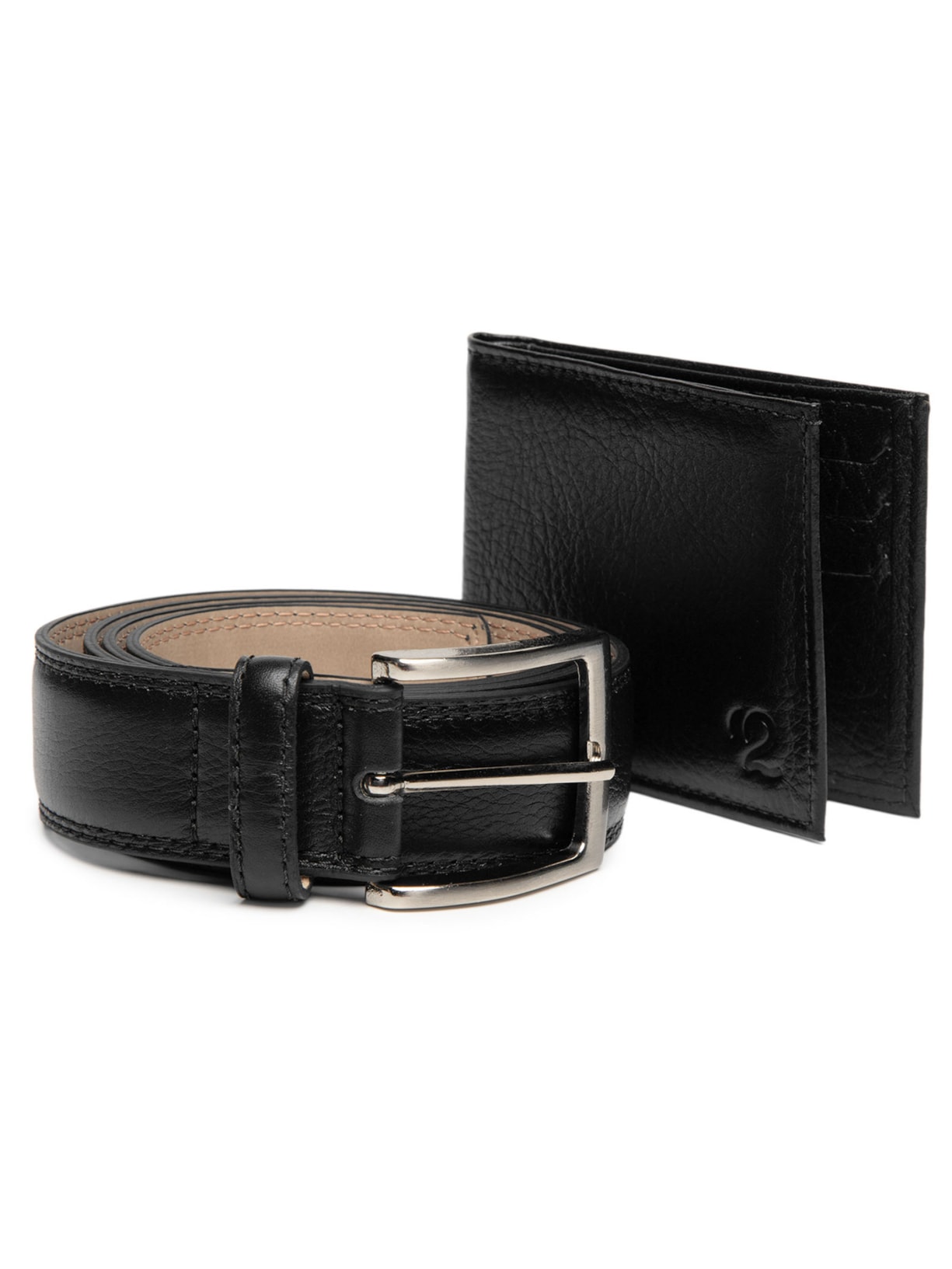 Kit Masculino Presente Carteira e Cinto Em Couro Preto '2 Essential