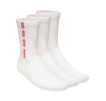 Kit Meias Masculinas 3 Peças Rib Tape Md - Branco