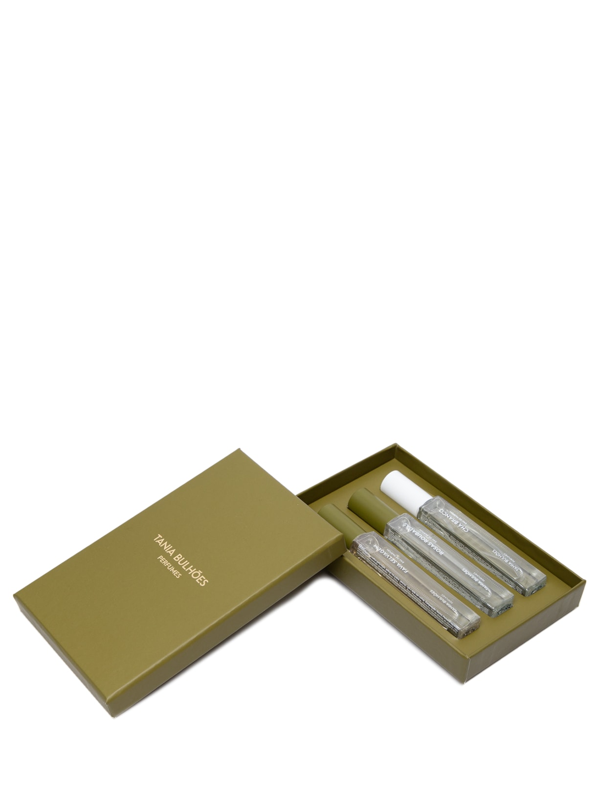 Kit Mini Perfumes Rosas Roubadas, Chá Branco, Fava Selvagem