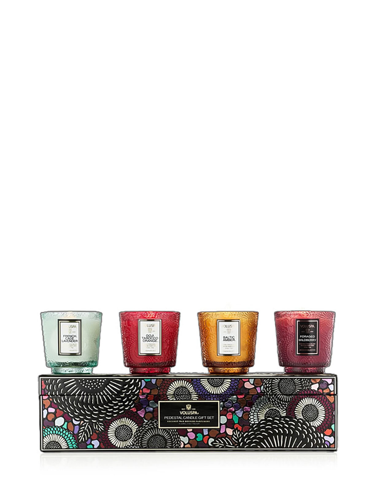 Kit Mini Velas Copo Vidro Votive 25H Best Sellers Japonica 4 Peças Preto Voluspa