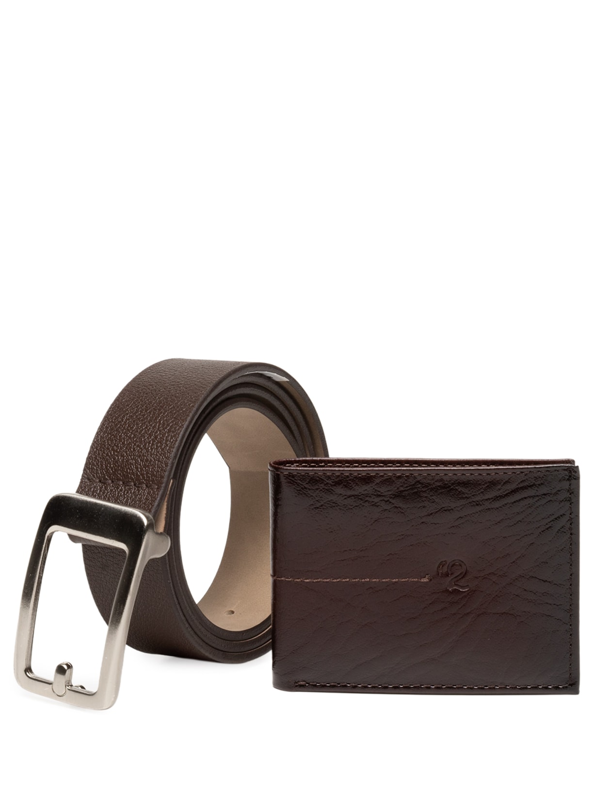 Kit Presenteável Carteira E Cinto Couro Legítimo - Marrom