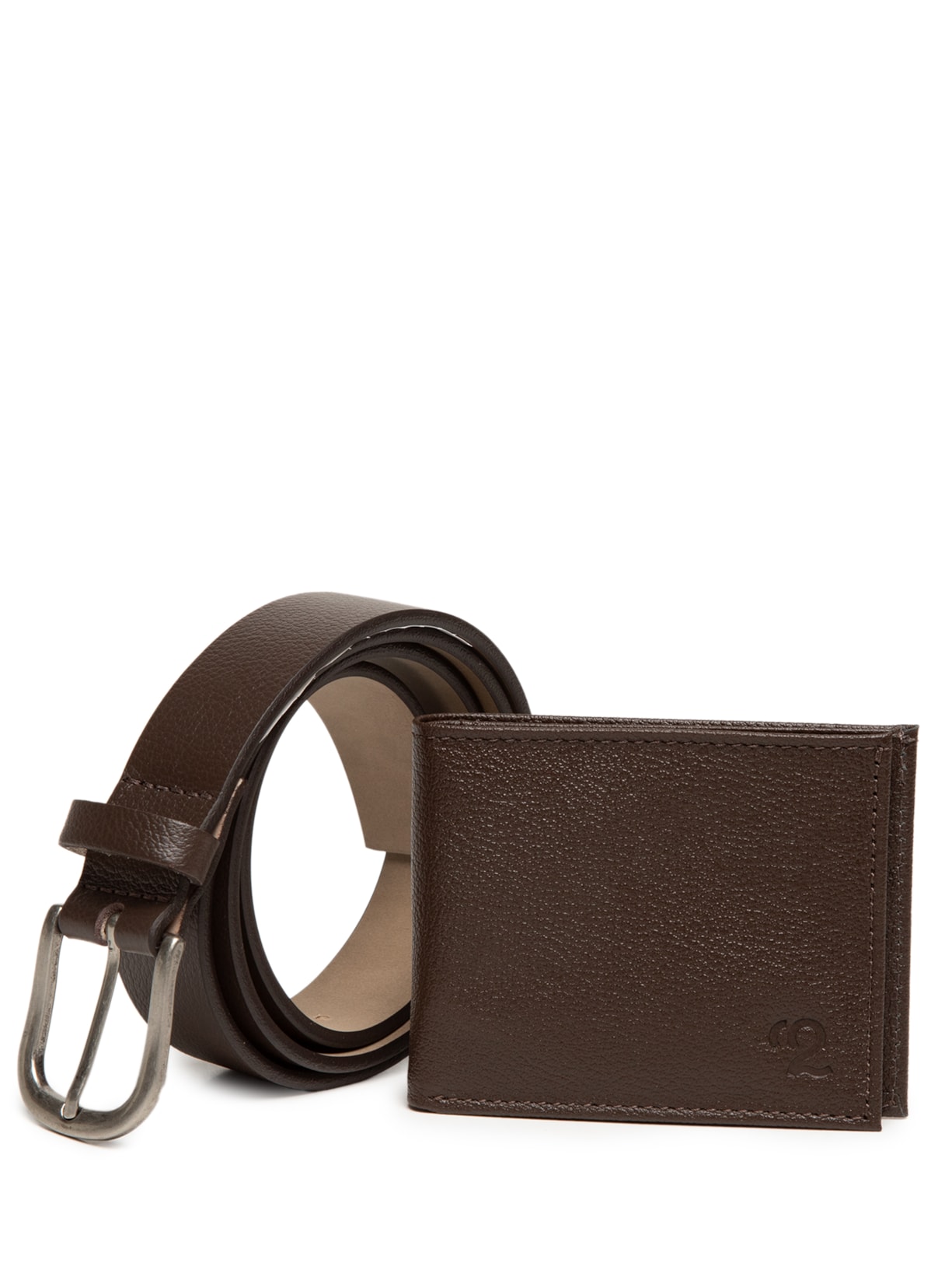 Kit Presenteável Masculino Cinto E Carteira Couro Legítimo - Marrom