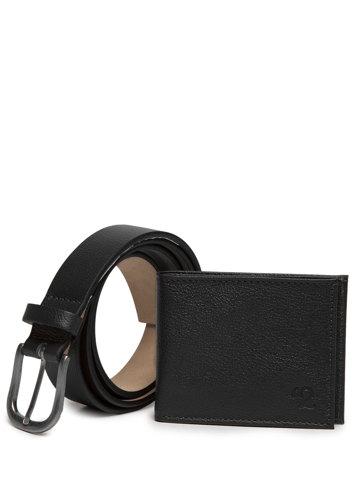 Kit Presenteável Masculino Cinto E Carteira Couro Legítimo - Preto