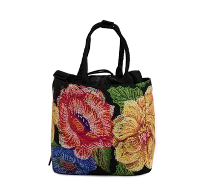 Lancheira Ziriguidum Max Floral Paraíso - Preto