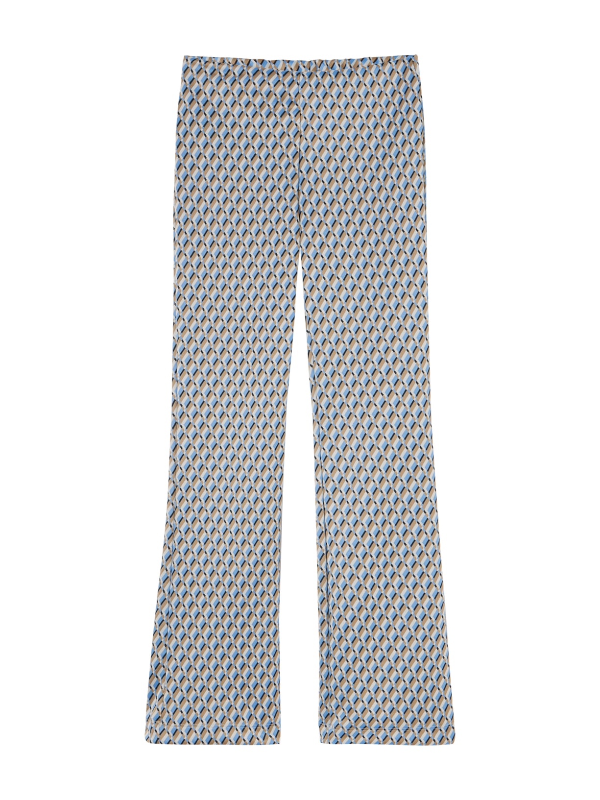 Legging Flare Cropped Com Padrão Geométrico - Azul