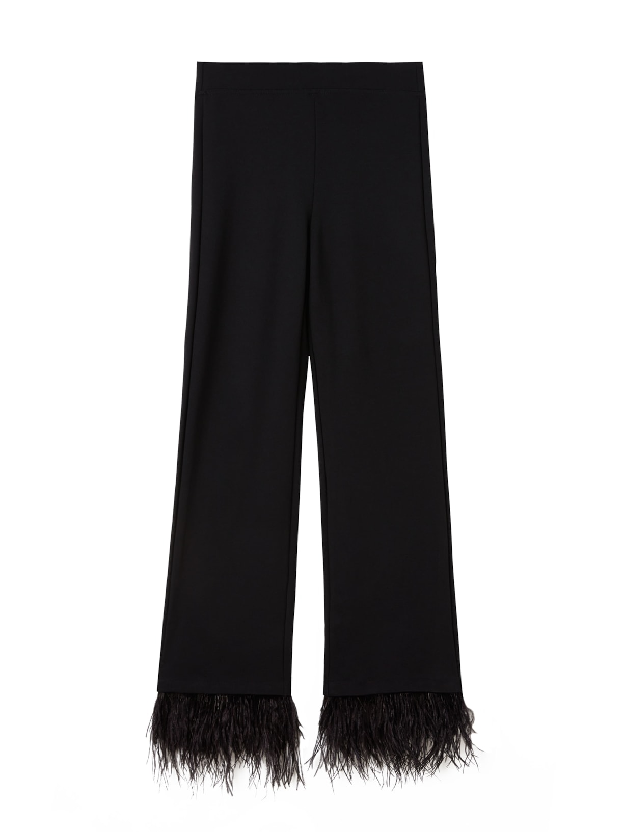 Legging Flare Cropped Com Plumas - Preto