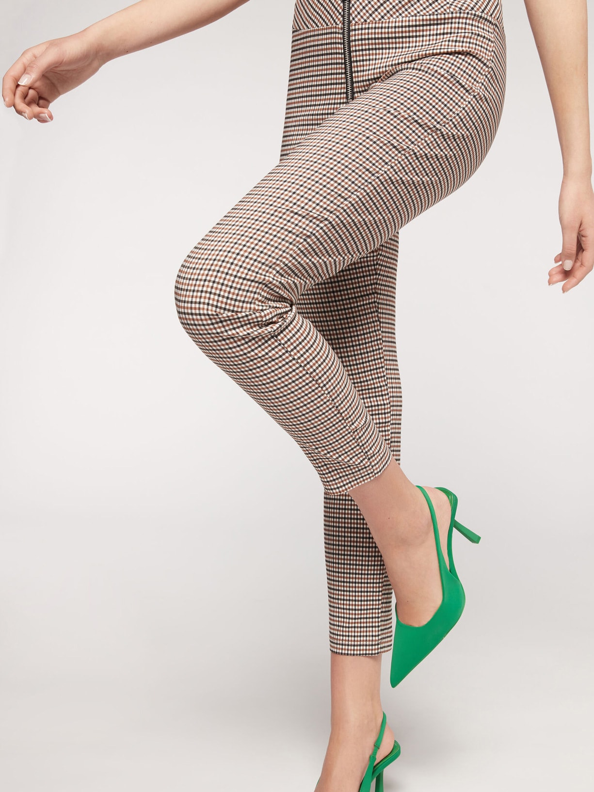 Legging Quadriculada Com Zíper Preto Calzedonia