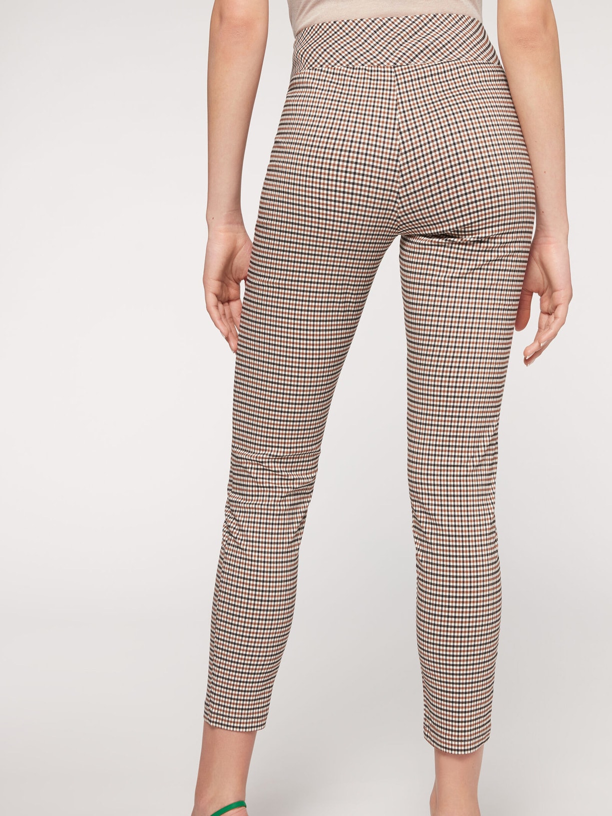 Legging Quadriculada Com Zíper Preto Calzedonia