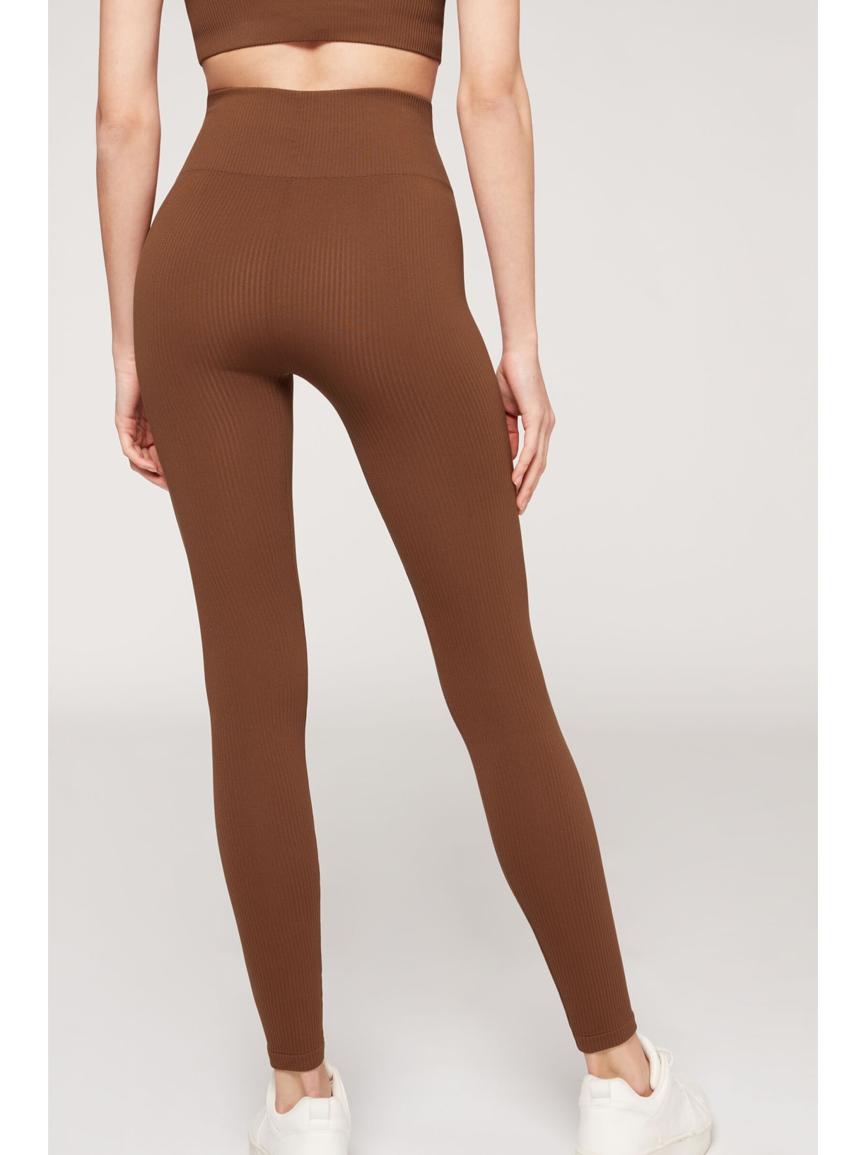 Legging Seamless Com Canelado Fino Marrom Calzedonia