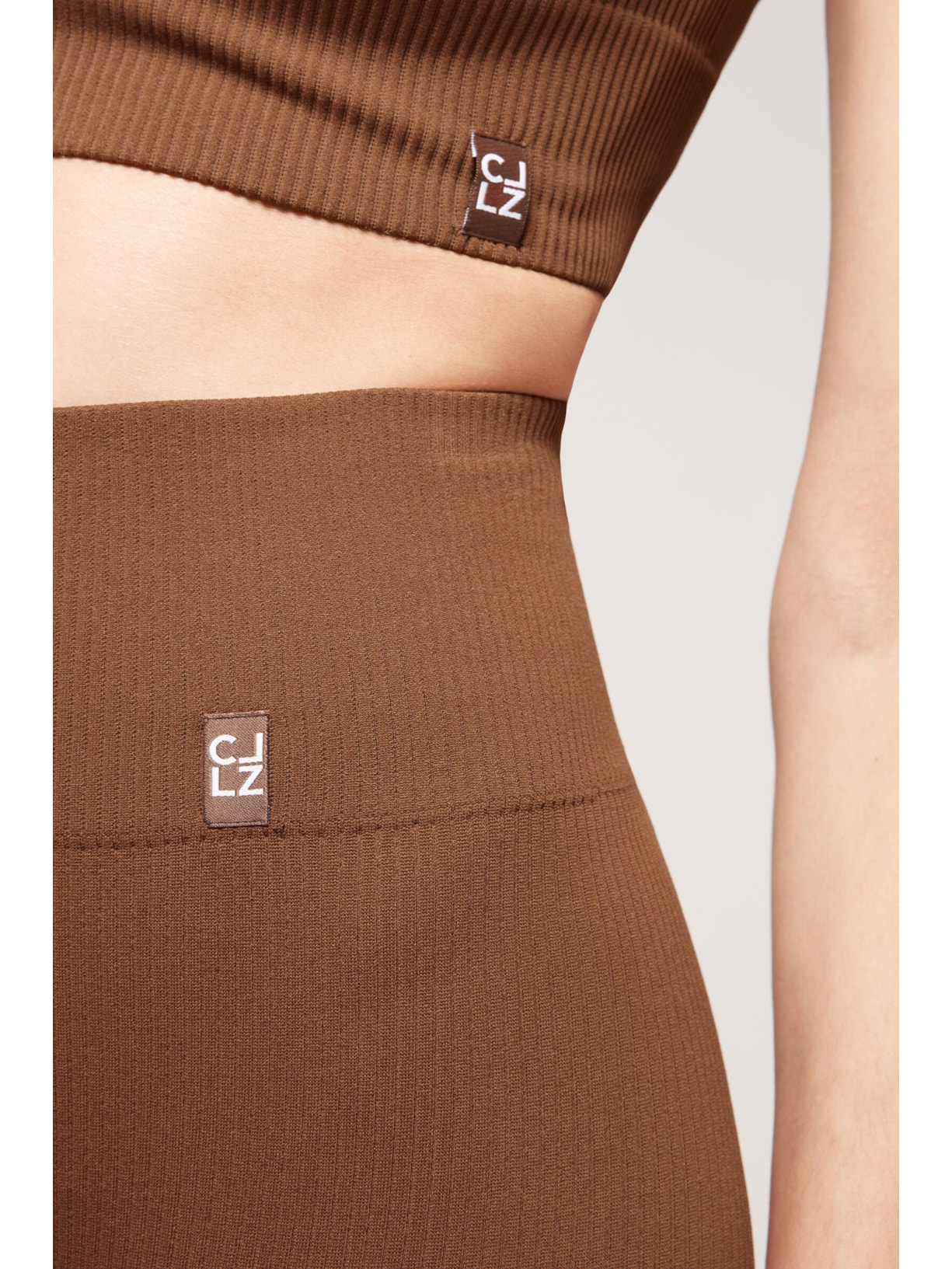 Legging Seamless Com Canelado Fino Marrom Calzedonia