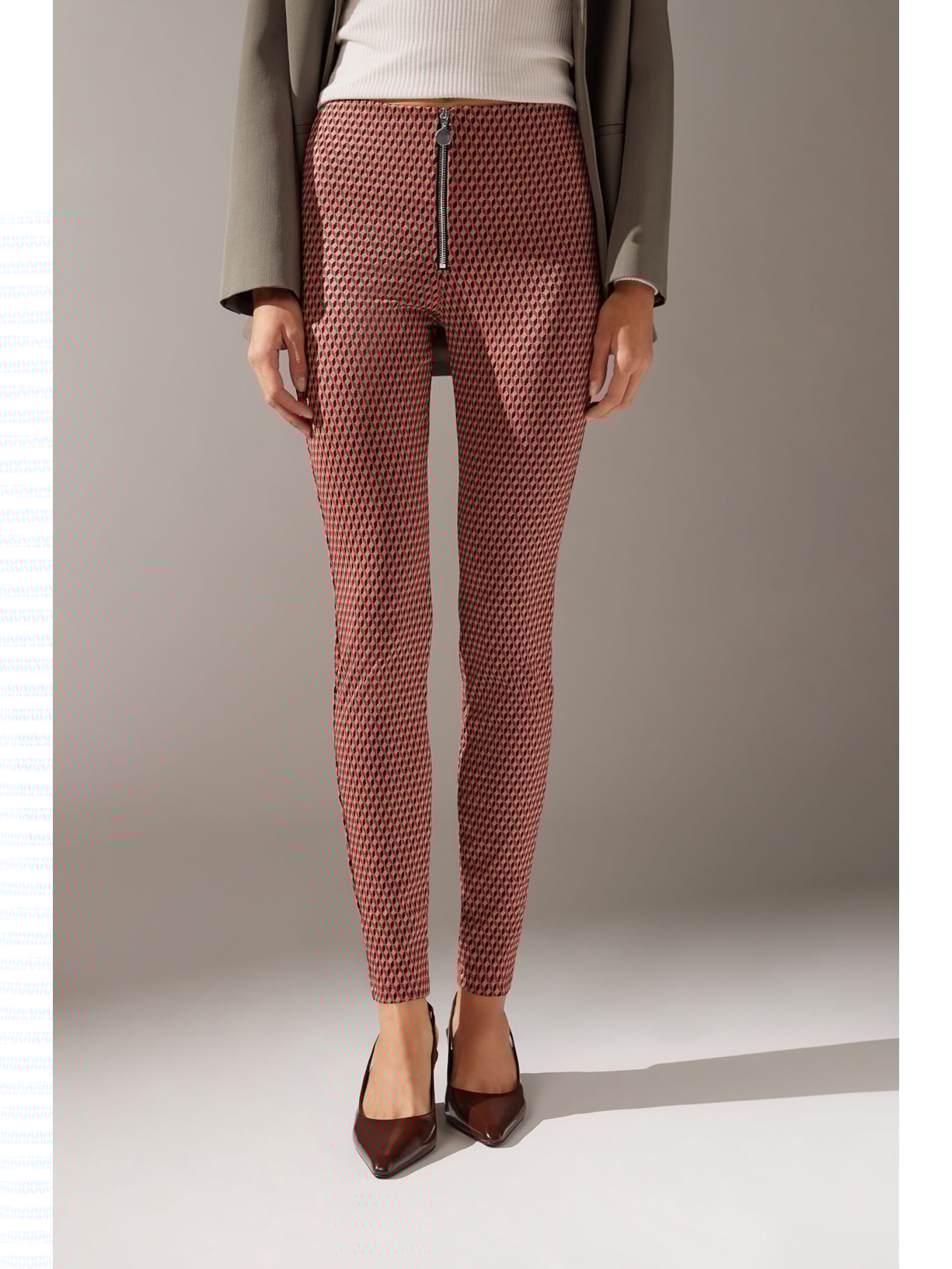 Legging Skinny Em Malha Elástica Vermelho Calzedonia